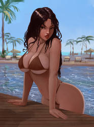 Girl in brown bikini by Yneddt
