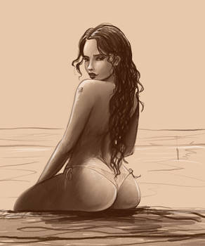 Beach girl sketch