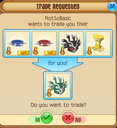 Bye Bye Green Tiki Mask! - Animal Jam Trade