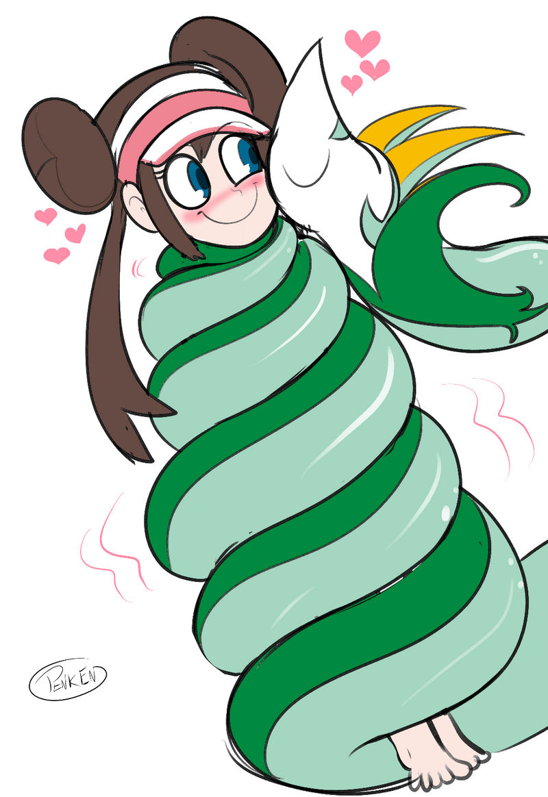 Serperior cuddles with Rosa by senshi05 on DeviantArt