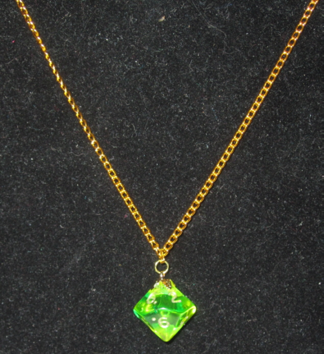 Green and gold magma ten-sider pendant