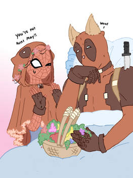 spideypool fluff - the red riding hood..