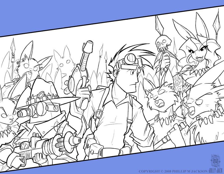 Rabbits and Rayguns - Lineart