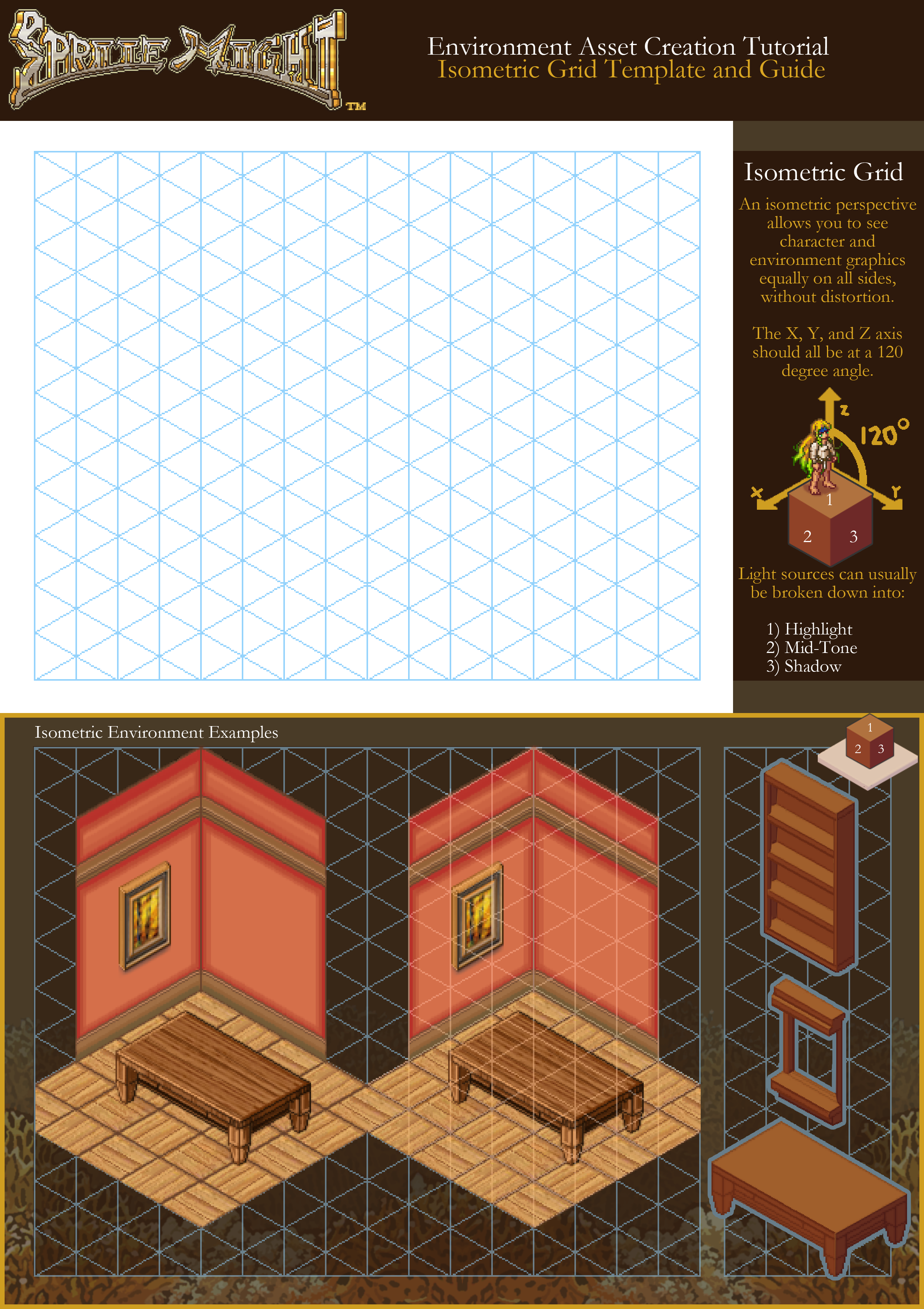 Sprite Might Isometric Grid Template and Guide