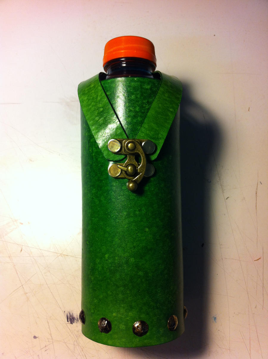 Forest Green Leather Bottle Carrier