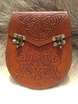 Hand Tooled Leather Sporran Celtic Knotwork Design