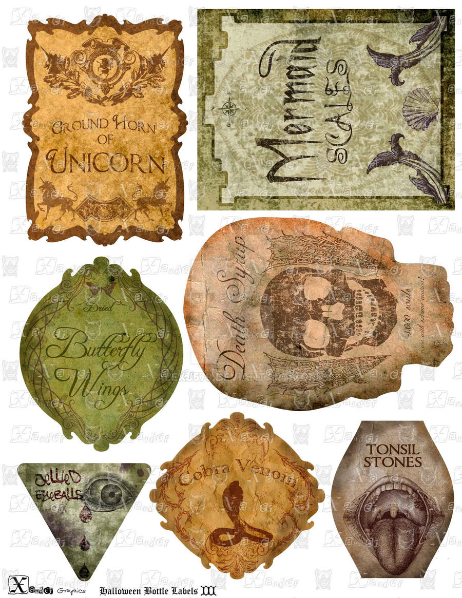 Haunted Halloween Spooky Bottle Labels III by alexj579 on DeviantArt