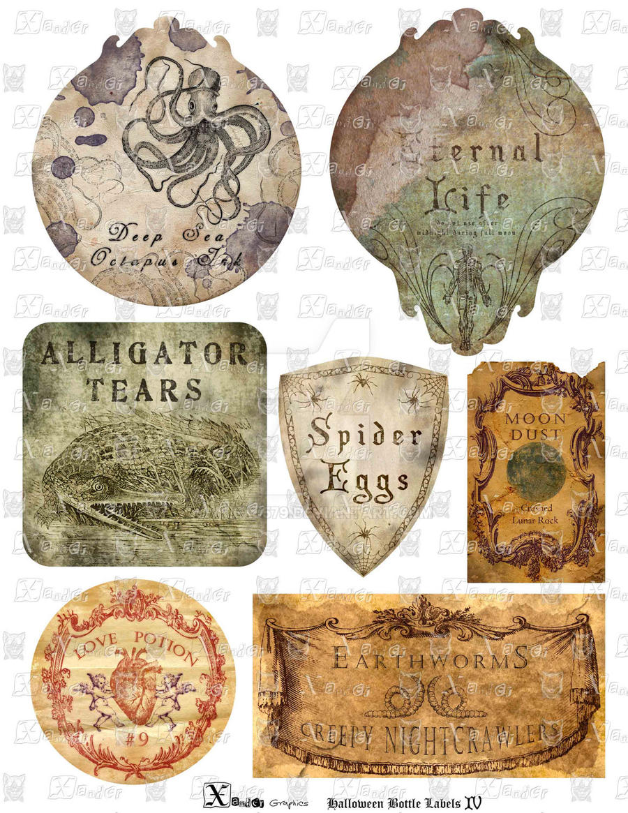 Haunted Halloween Spooky Bottle Labels IV by alexj579 on DeviantArt