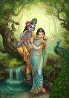 Radha Krsna Playing Flute