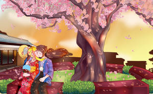 Namco x Capcom: Hub and Xiaomu Under A Cherry Tree