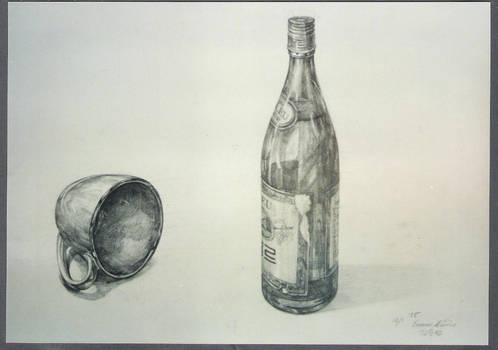 Bottle and cup still life