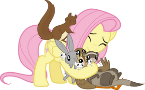 (MVCR-11) Fluttershy hugging her animal friends