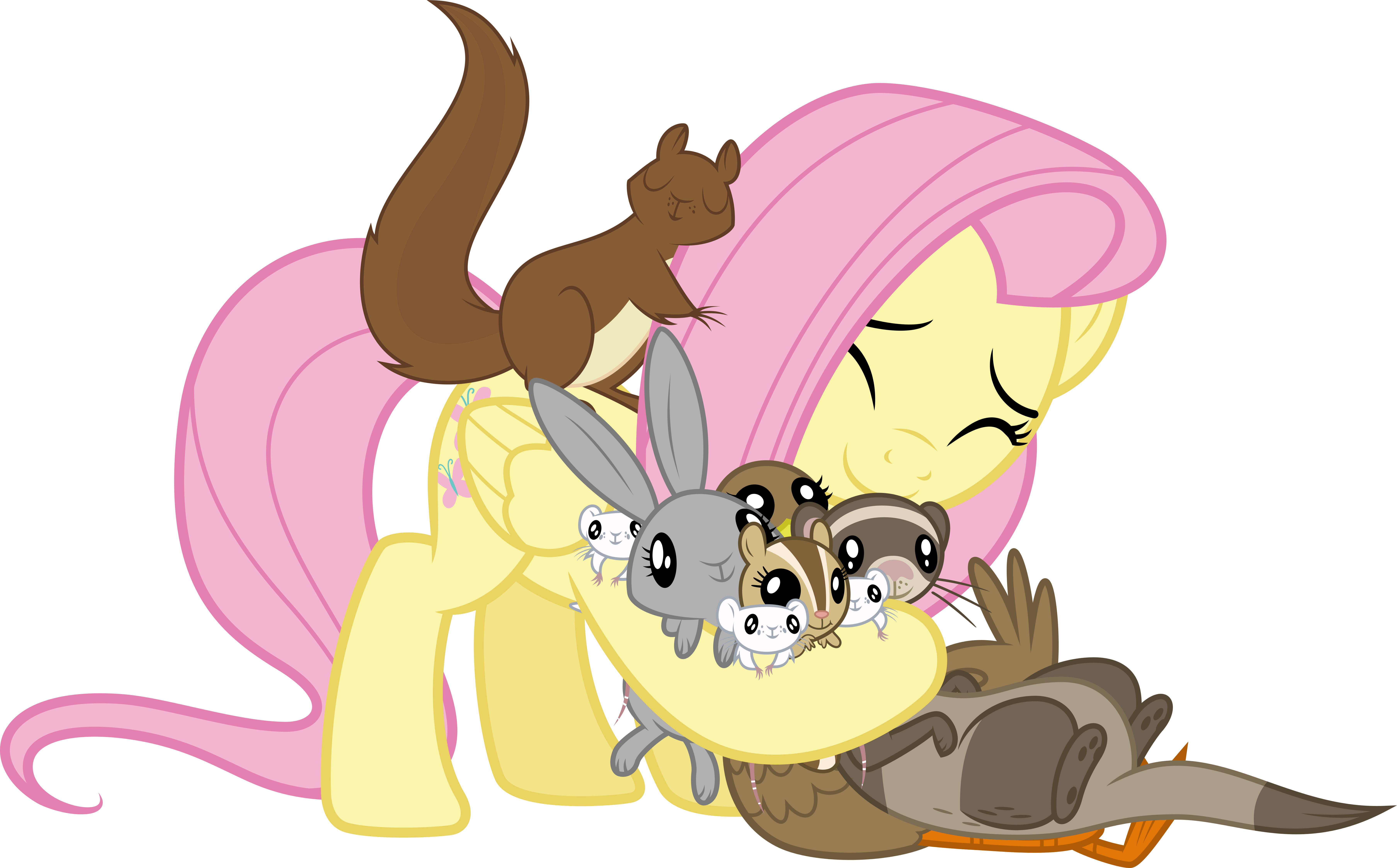 (MVCR-11) Fluttershy hugging her animal friends
