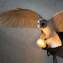 Handmade paper and wood Owl wall light