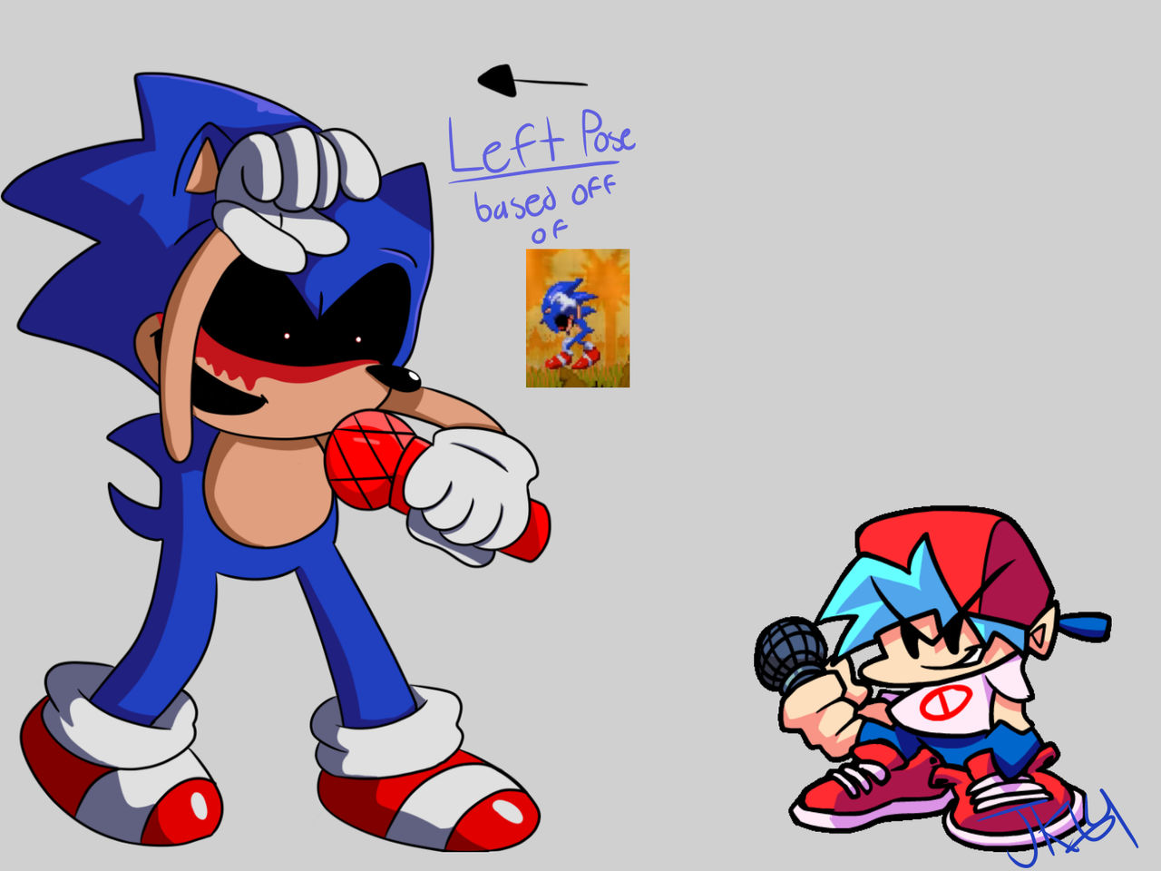 OG Style Sonic.EXE FNF - Left Pose by JayKay64 on DeviantArt