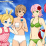 Almost naked animals girls beach time