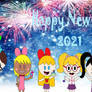 Cartoon cartoon girls New Year's day 2021