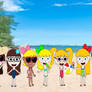 Cartoon cartoon girls at the Beach