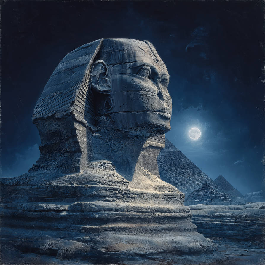 Spinx Deviantart Hyperrealistic depiction of the Sphinx at night un by kjlgy on DeviantArt
