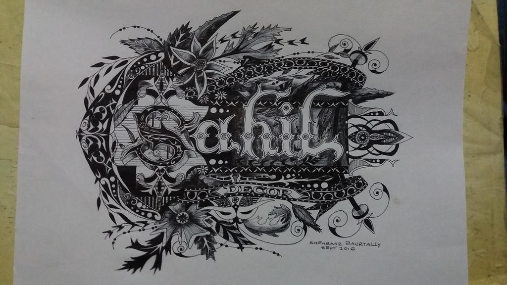 Hand lettering of the name Sahil by allyshehbaaz on DeviantArt