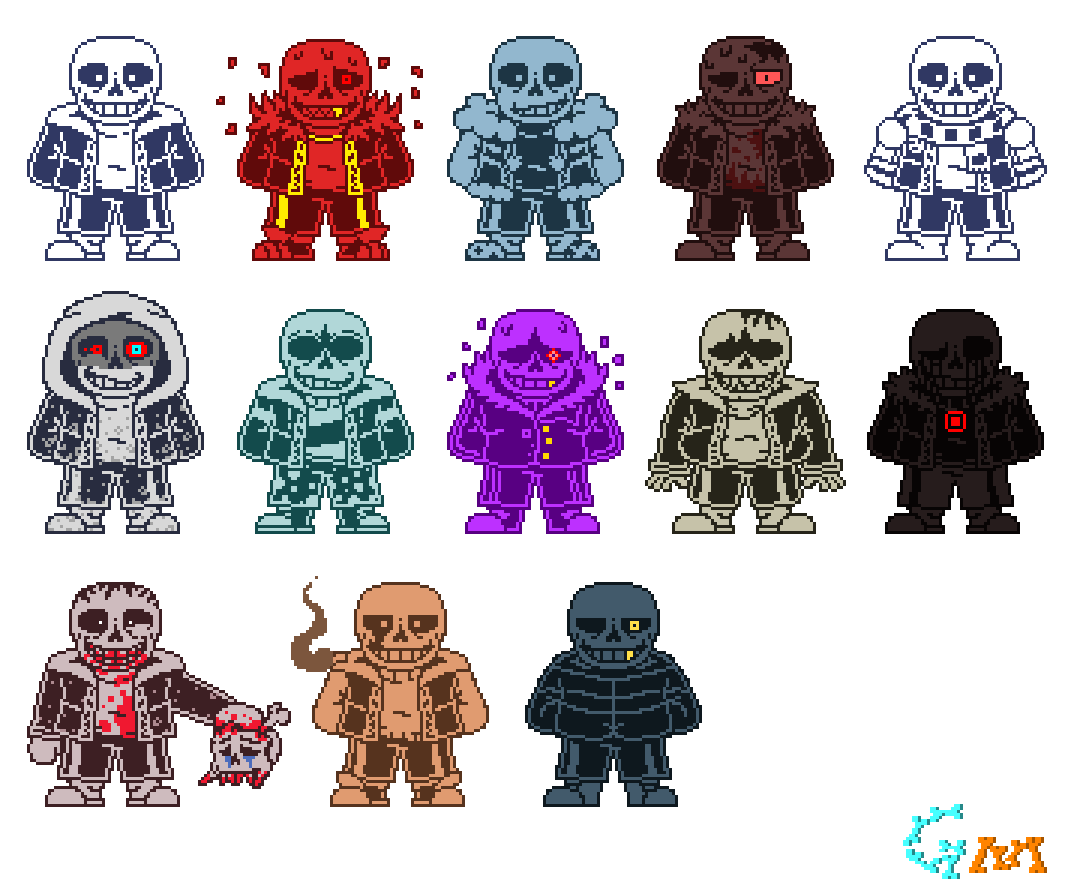 Many different sans au sprite 1 by DarkGargamon on DeviantArt