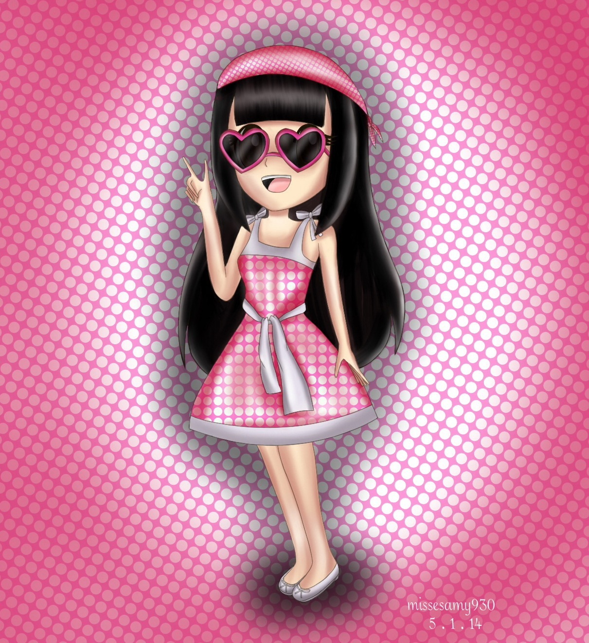 Wearing a Pink dress! XD