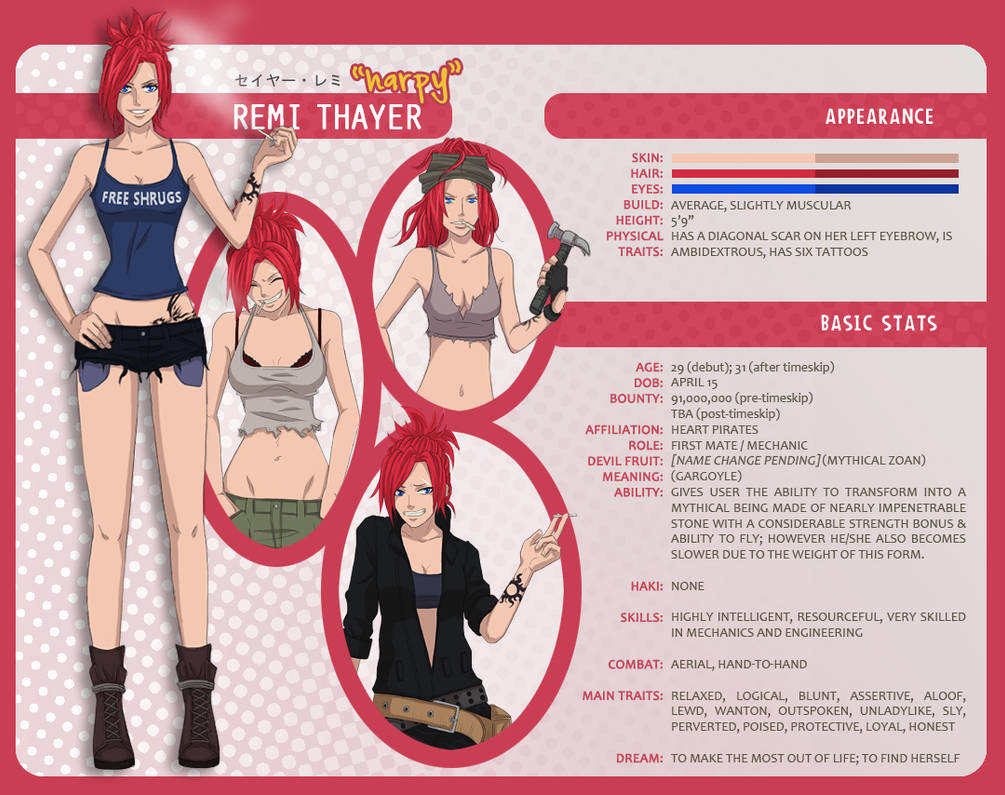 One Piece OC Profile: Remi by Enjoumou on DeviantArt.