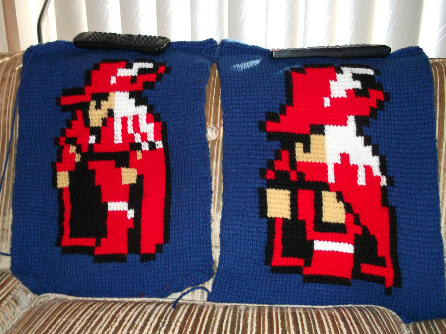 Crochet Red Mage/Red Wizard Pillow Sides