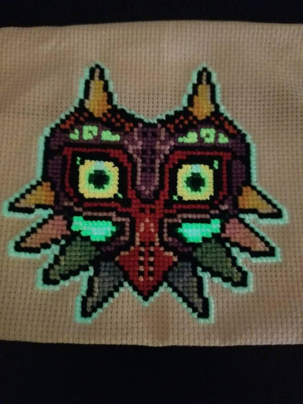 Majora's Mask Cross Stitch Glowing