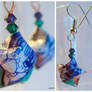 Purple and Teal manga earrings