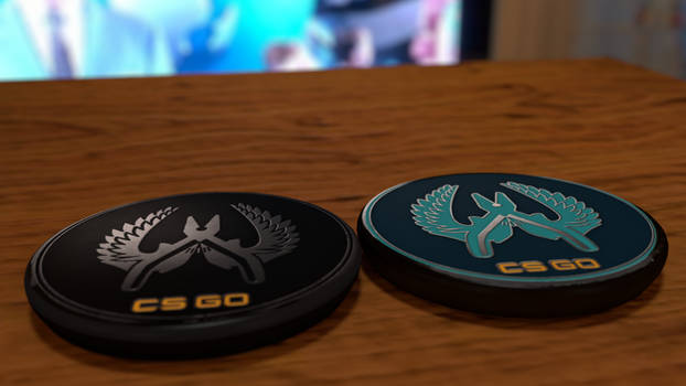 Guardian pin and Elite Guardian pin from CSGO