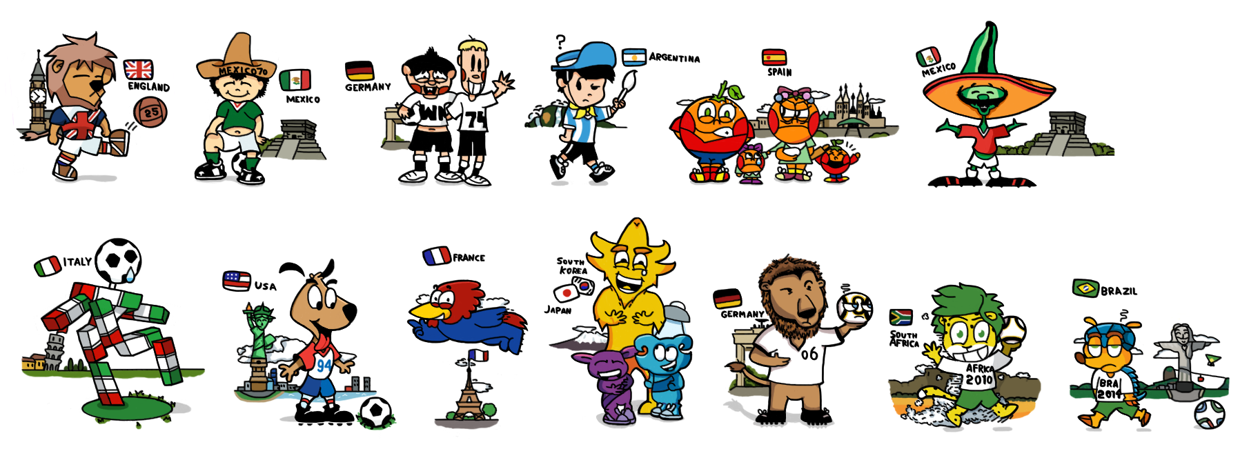 World Cup Mascots Beta Test By Douglasartgallery On Deviantart