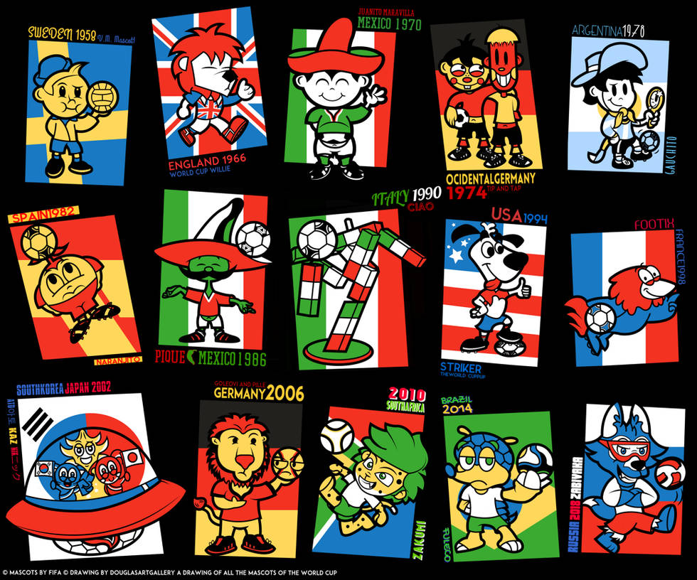 All FIFA World Cup Mascots (Until this Moment) by DouglasArtGallery on