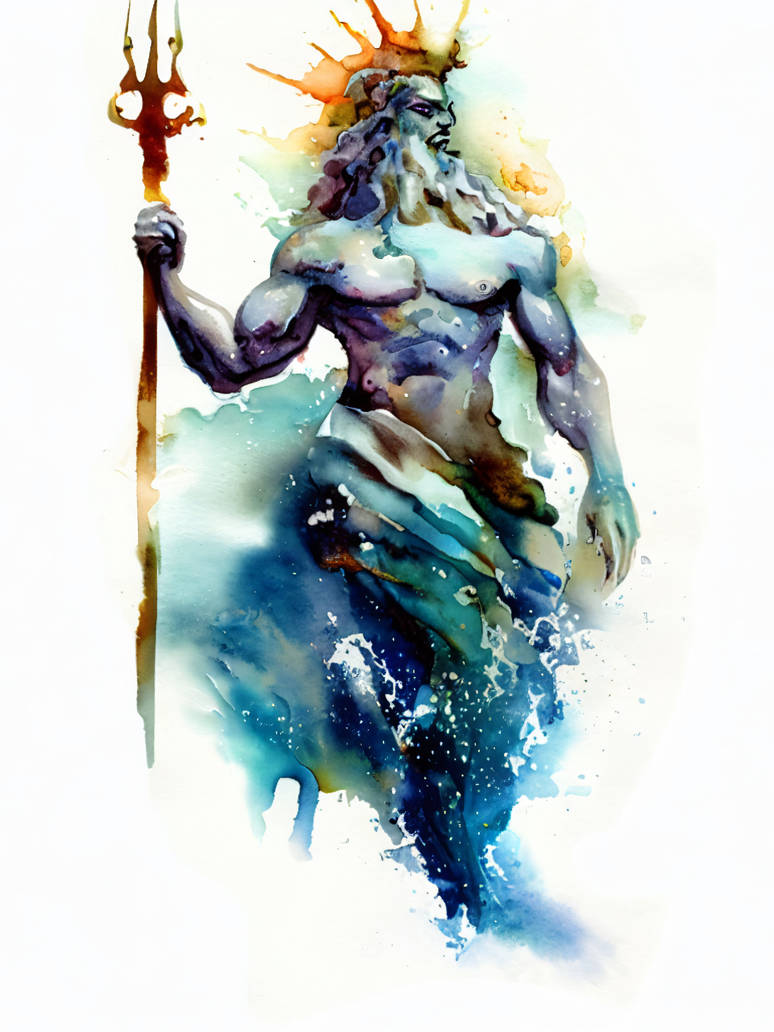 Neptune Rman God Roman God Neptune in Watercolor by Pyrotox6 on DeviantArt