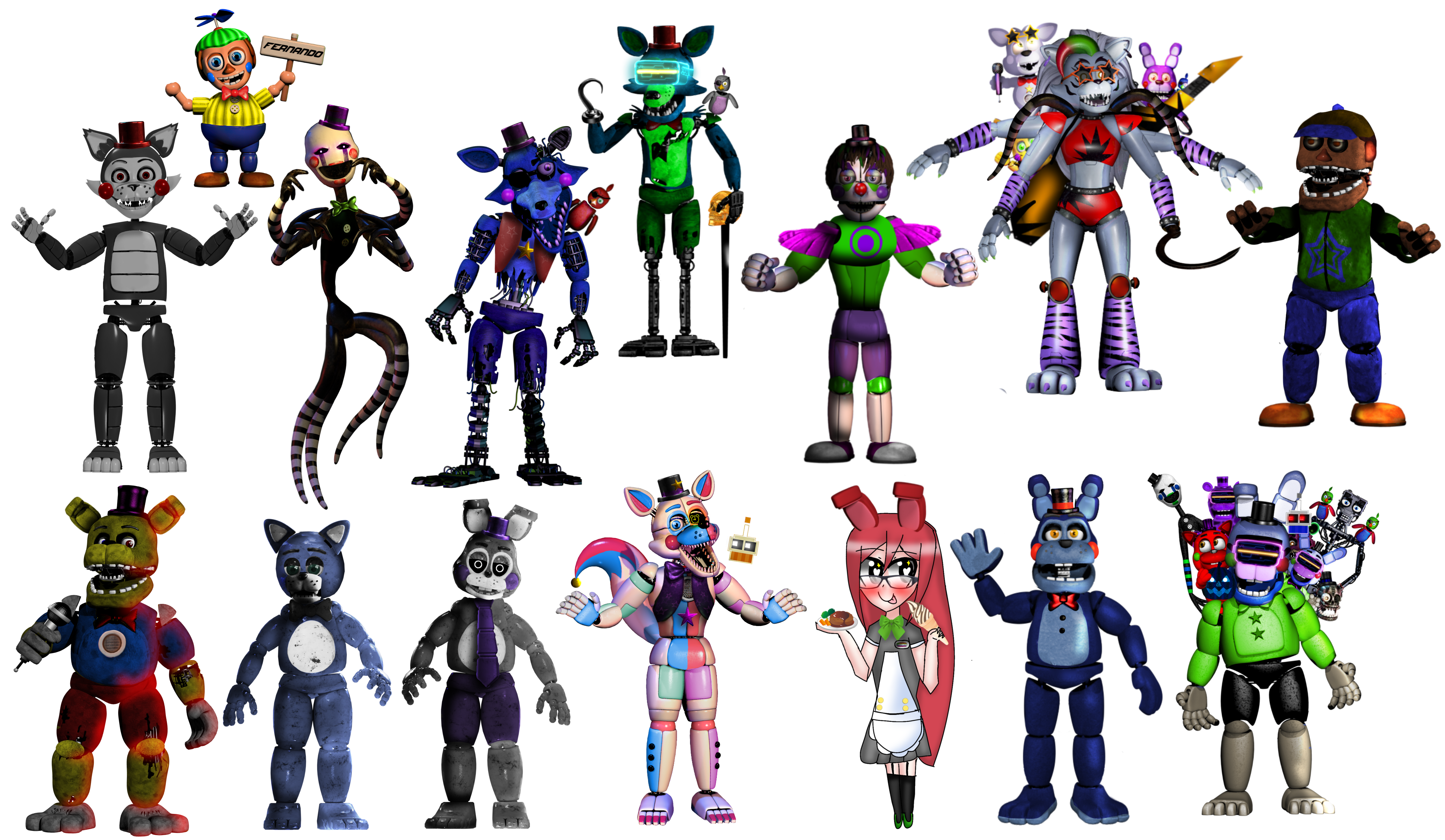 2D animatronics FNaF 4 by FoxyLISOfficial on DeviantArt