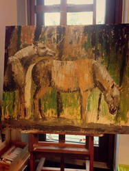 acrylic horse painting on wood canvas