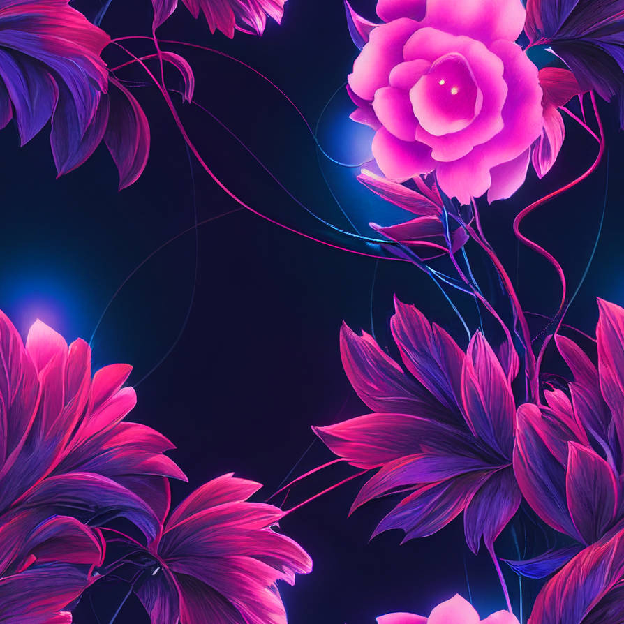 Midjourney: Seamless Tile - Synthwave Floral by Adornamancy on DeviantArt