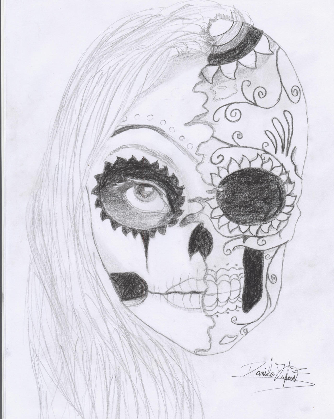 Skull Half Face By Monkeydvela On Deviantart