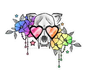 Rainbow Raccoon Skull