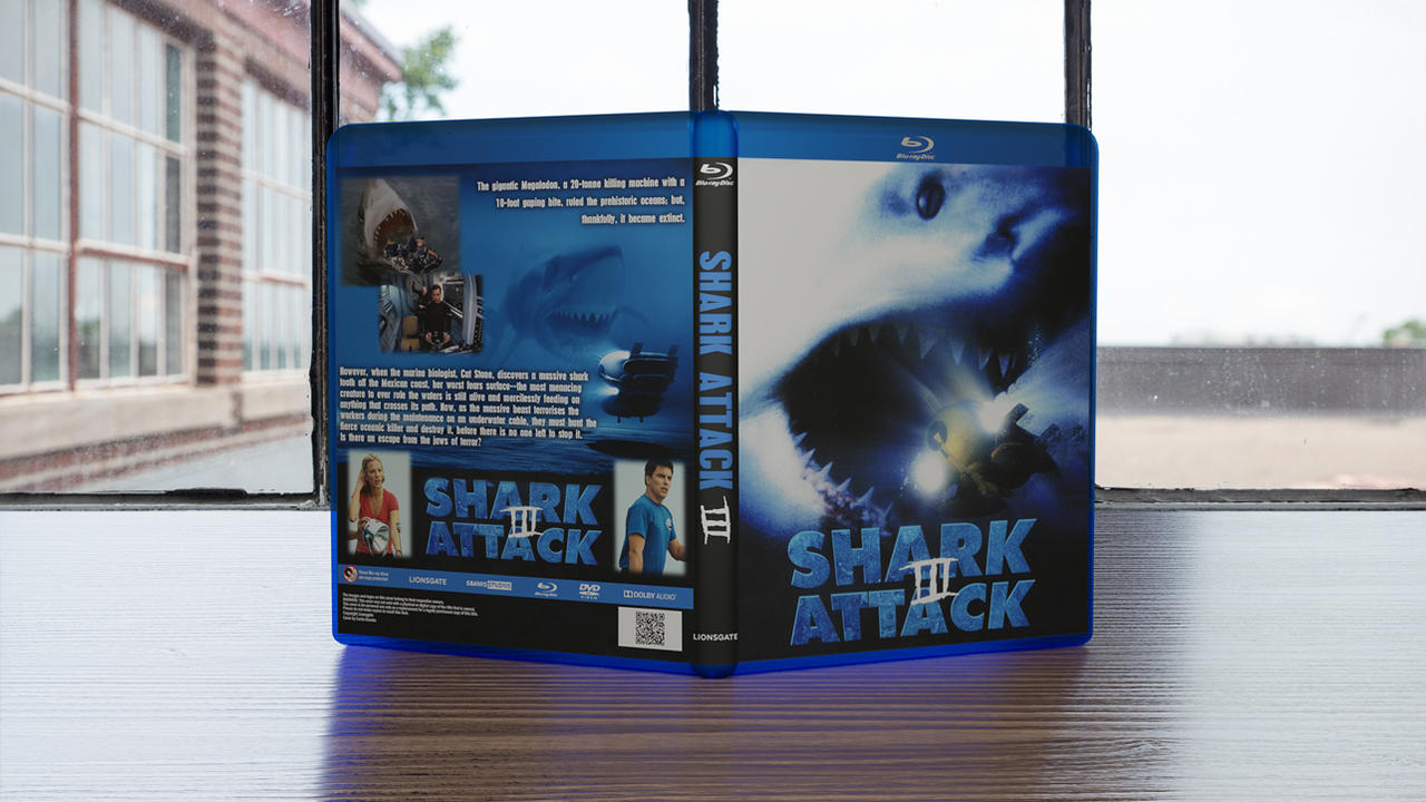 Shark Attack 3: Megalodon Custom Blu-ray Cover by fruitshootman on