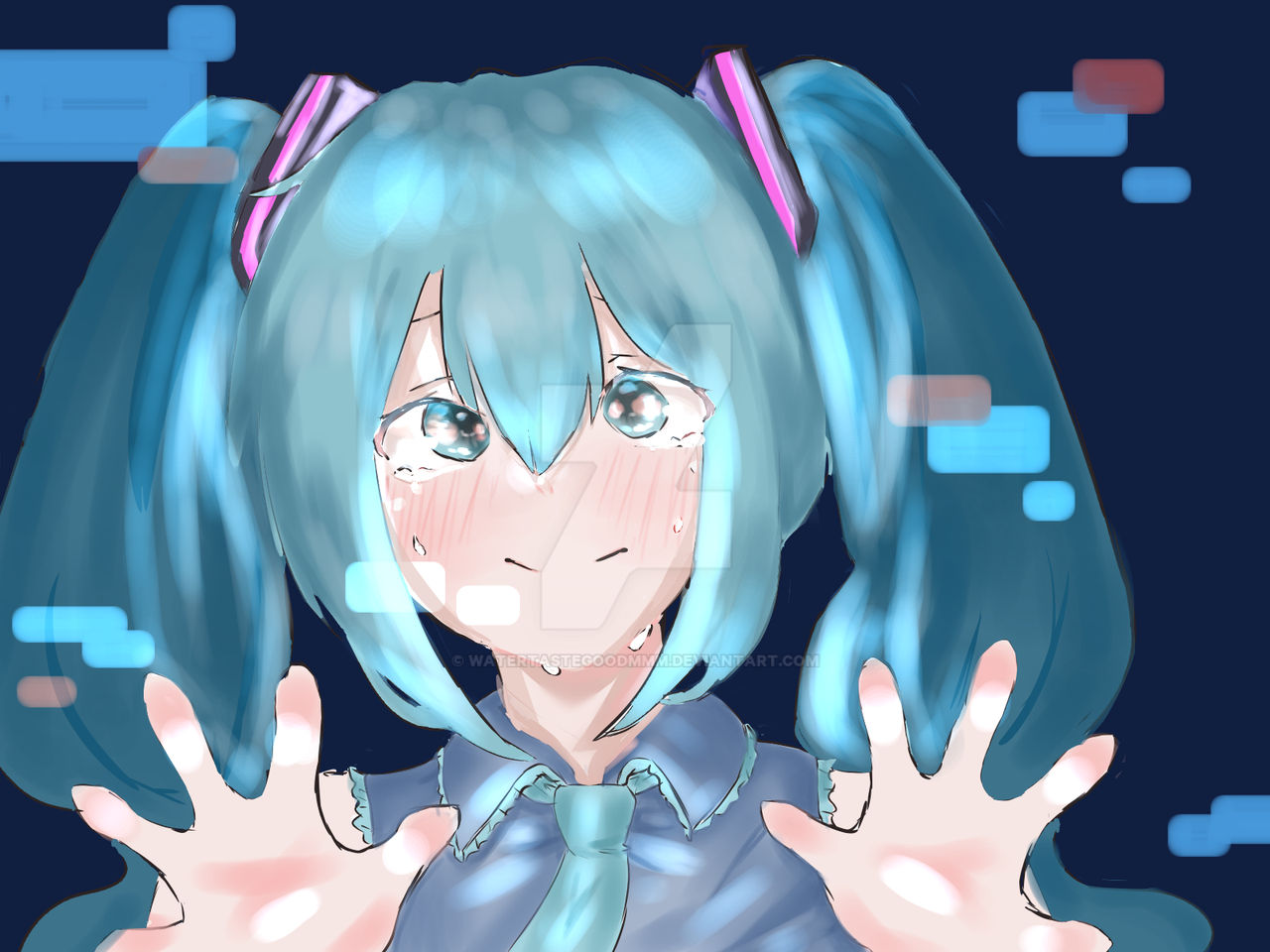 Miku Laoding Screen Hatsune Miku Touching Screen by watertastegoodmmm on DeviantArt