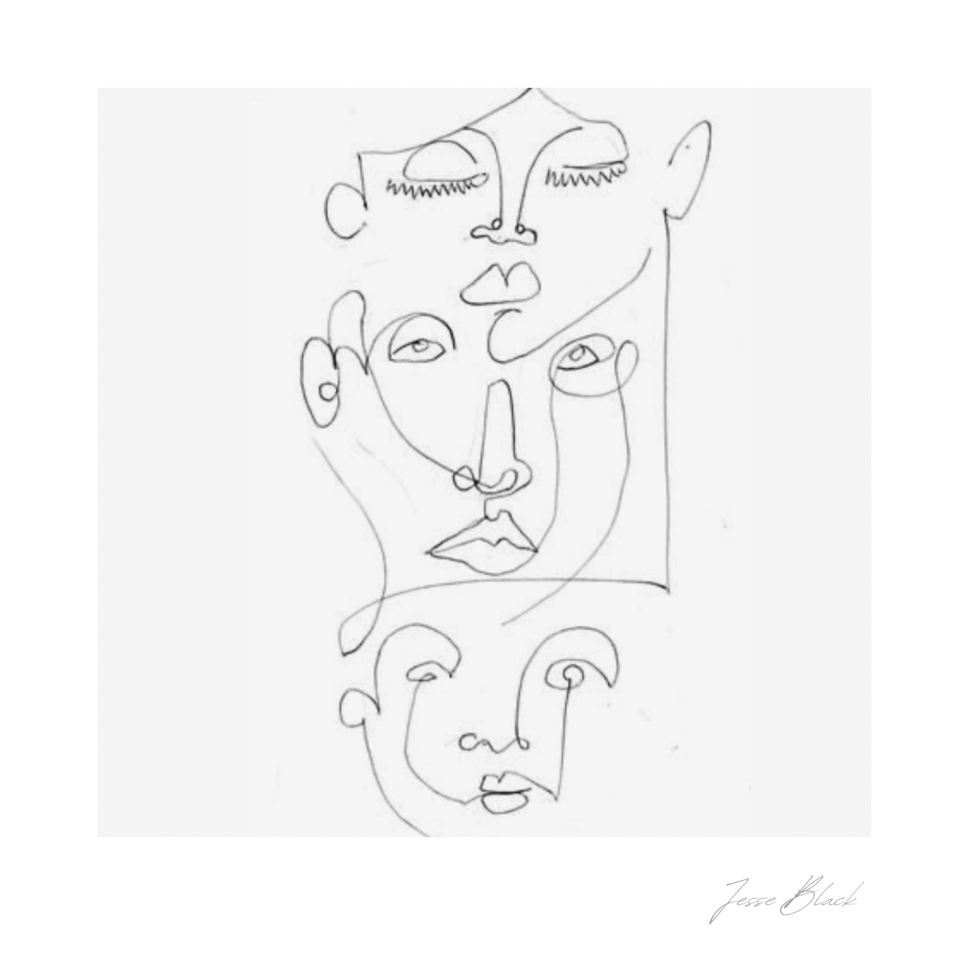 Jesse Black Art Abstract Line Work Faces Drawing by jesseblackart on ...