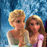 Elsa, Rapunzel, and Anna