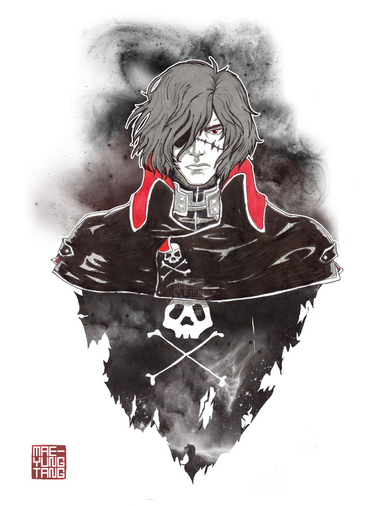 Inktober 4-8: Captain Harlock