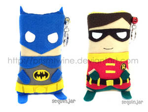 Batman and Robin phone cozies