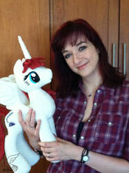 Lauren Faust with the Fausticorn I Made for Her