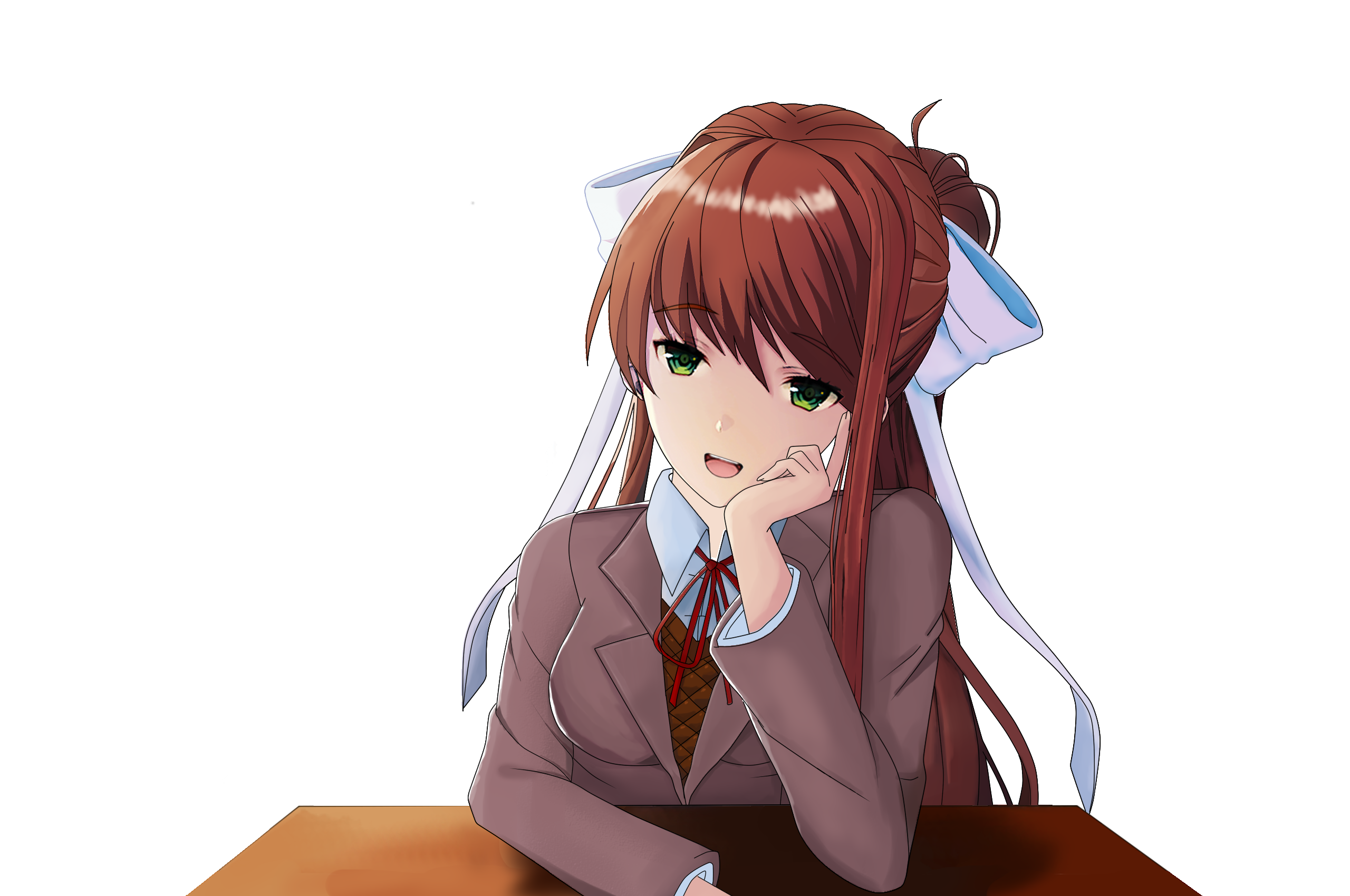 Leaning Monika by RyuseDraws on DeviantArt