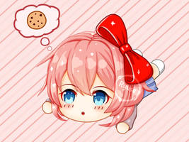 Commission - Chibika hiding from Monika (DDLC) by leemuel01 on DeviantArt