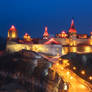 Night view of medieval castle in Kamenetz-Podolsky