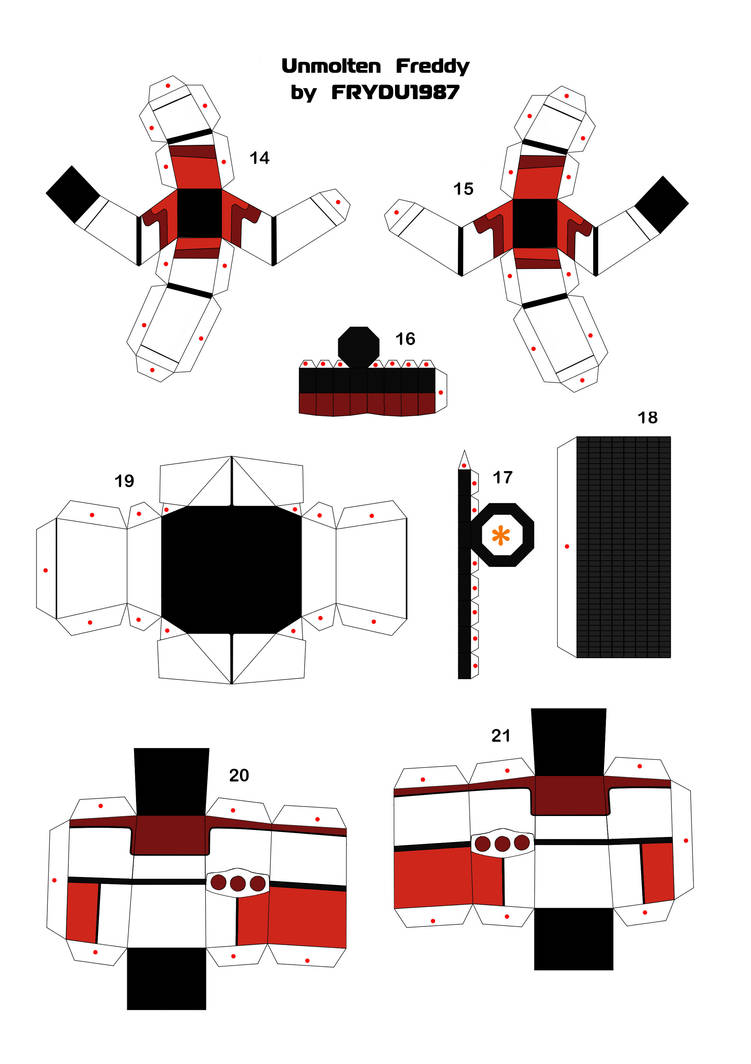 Whitered Freddy Papercraft by: FRYDU1987 by ShadowPlays36 on